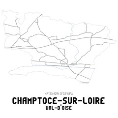 CHAMPTOCE-SUR-LOIRE Val-d'Oise. Minimalistic street map with black and white lines.