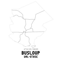 BUSLOUP Val-d'Oise. Minimalistic street map with black and white lines.