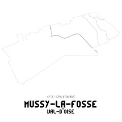 MUSSY-LA-FOSSE Val-d'Oise. Minimalistic street map with black and white lines.