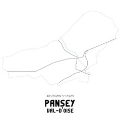 PANSEY Val-d'Oise. Minimalistic street map with black and white lines.
