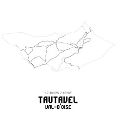 TAUTAVEL Val-d'Oise. Minimalistic street map with black and white lines.