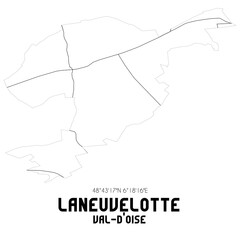 LANEUVELOTTE Val-d'Oise. Minimalistic street map with black and white lines.