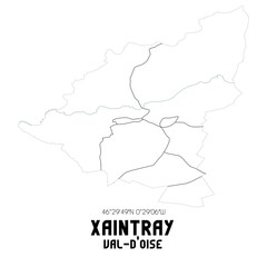 XAINTRAY Val-d'Oise. Minimalistic street map with black and white lines.