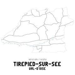 TIREPIED-SUR-SEE Val-d'Oise. Minimalistic street map with black and white lines.