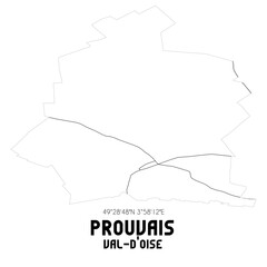PROUVAIS Val-d'Oise. Minimalistic street map with black and white lines.
