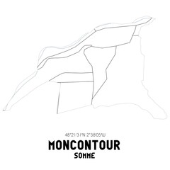 MONCONTOUR Somme. Minimalistic street map with black and white lines.
