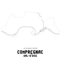 COMPREGNAC Val-d'Oise. Minimalistic street map with black and white lines.