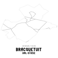 BRACQUETUIT Val-d'Oise. Minimalistic street map with black and white lines.