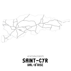 SAINT-CYR Val-d'Oise. Minimalistic street map with black and white lines.