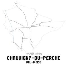 CHAUVIGNY-DU-PERCHE Val-d'Oise. Minimalistic street map with black and white lines.