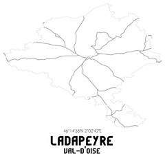 LADAPEYRE Val-d'Oise. Minimalistic street map with black and white lines.