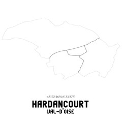 HARDANCOURT Val-d'Oise. Minimalistic street map with black and white lines.