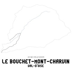 LE BOUCHET-MONT-CHARVIN Val-d'Oise. Minimalistic street map with black and white lines.