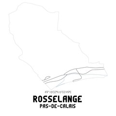 ROSSELANGE Pas-de-Calais. Minimalistic street map with black and white lines.