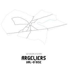 ARGELIERS Val-d'Oise. Minimalistic street map with black and white lines.