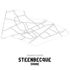 STEENBECQUE Somme. Minimalistic street map with black and white lines.