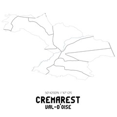 CREMAREST Val-d'Oise. Minimalistic street map with black and white lines.