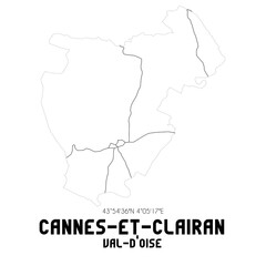 CANNES-ET-CLAIRAN Val-d'Oise. Minimalistic street map with black and white lines.