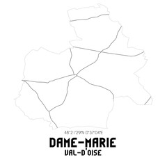 DAME-MARIE Val-d'Oise. Minimalistic street map with black and white lines.