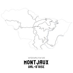 MONTJAUX Val-d'Oise. Minimalistic street map with black and white lines.