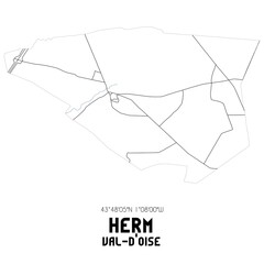 HERM Val-d'Oise. Minimalistic street map with black and white lines.