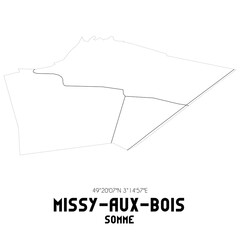 MISSY-AUX-BOIS Somme. Minimalistic street map with black and white lines.