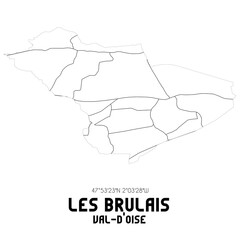 LES BRULAIS Val-d'Oise. Minimalistic street map with black and white lines.