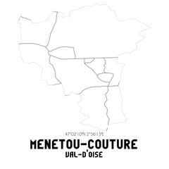 MENETOU-COUTURE Val-d'Oise. Minimalistic street map with black and white lines.
