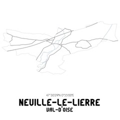 NEUILLE-LE-LIERRE Val-d'Oise. Minimalistic street map with black and white lines.