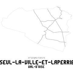 POISEUL-LA-VILLE-ET-LAPERRIERE Val-d'Oise. Minimalistic street map with black and white lines.