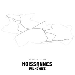 MOISSANNES Val-d'Oise. Minimalistic street map with black and white lines.