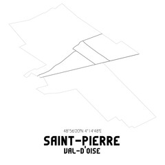 SAINT-PIERRE Val-d'Oise. Minimalistic street map with black and white lines.
