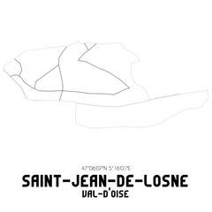 SAINT-JEAN-DE-LOSNE Val-d'Oise. Minimalistic street map with black and white lines.