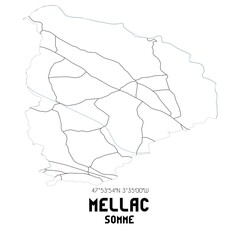 MELLAC Somme. Minimalistic street map with black and white lines.