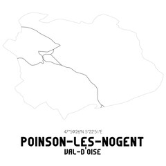 POINSON-LES-NOGENT Val-d'Oise. Minimalistic street map with black and white lines.