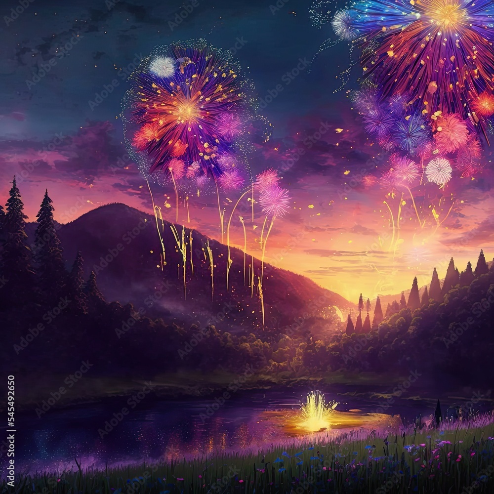 Wall mural Fireworks in Nature