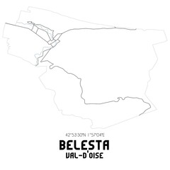 BELESTA Val-d'Oise. Minimalistic street map with black and white lines.