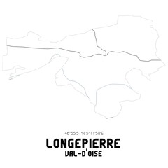 LONGEPIERRE Val-d'Oise. Minimalistic street map with black and white lines.