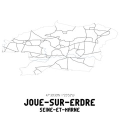 JOUE-SUR-ERDRE Seine-et-Marne. Minimalistic street map with black and white lines.