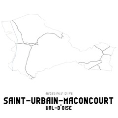 SAINT-URBAIN-MACONCOURT Val-d'Oise. Minimalistic street map with black and white lines.