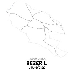 BEZERIL Val-d'Oise. Minimalistic street map with black and white lines.