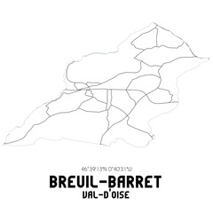 BREUIL-BARRET Val-d'Oise. Minimalistic street map with black and white lines.