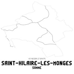 SAINT-HILAIRE-LES-MONGES Somme. Minimalistic street map with black and white lines.