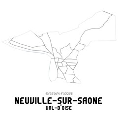 NEUVILLE-SUR-SAONE Val-d'Oise. Minimalistic street map with black and white lines.