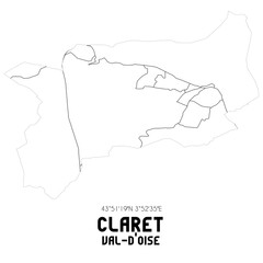 CLARET Val-d'Oise. Minimalistic street map with black and white lines.