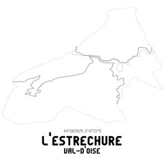 L'ESTRECHURE Val-d'Oise. Minimalistic street map with black and white lines.