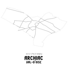 ARCHIAC Val-d'Oise. Minimalistic street map with black and white lines.