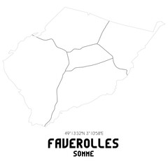 FAVEROLLES Somme. Minimalistic street map with black and white lines.