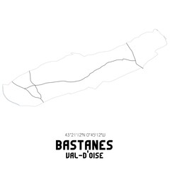 BASTANES Val-d'Oise. Minimalistic street map with black and white lines.