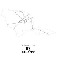 GY Val-d'Oise. Minimalistic street map with black and white lines.
